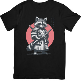 Koszulka T-shirt raccoon samurai