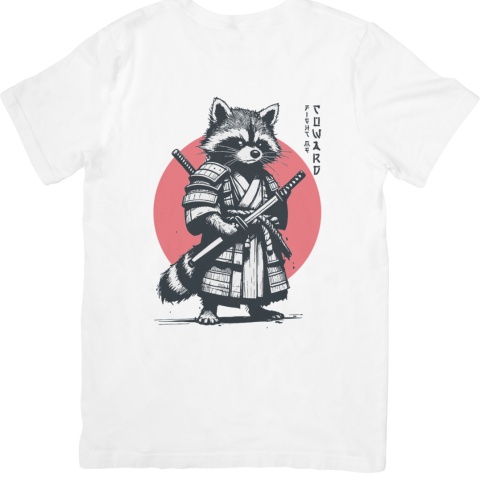 Koszulka T-shirt raccoon samurai