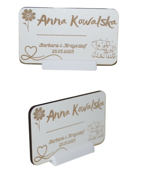 Wizytówka na stół z MDF 3mm z podstawką